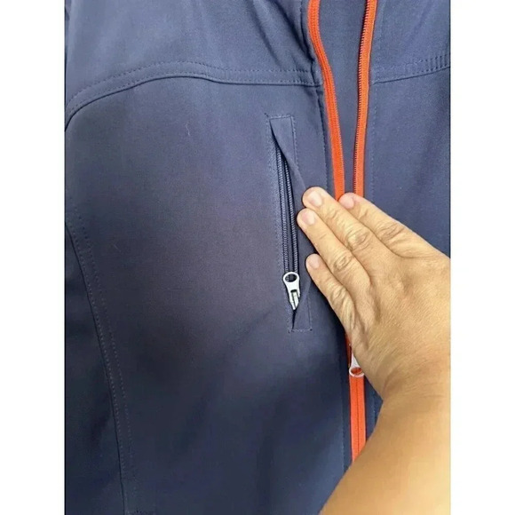 NFL Team Apparel Women Medium Soft Shell Navy Blue BEARS Sports Hoodie Jacket - Picture 8 of 13